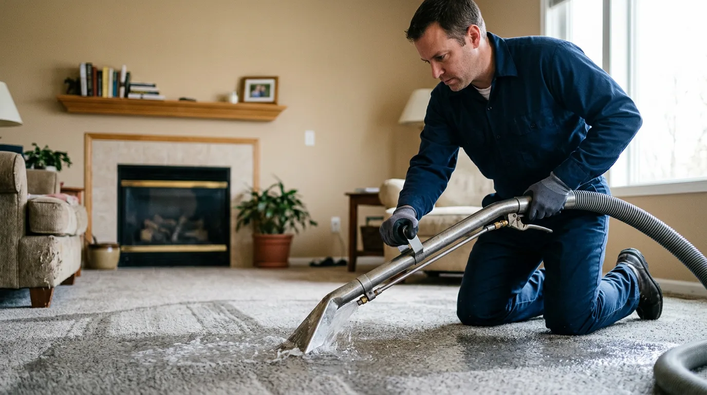 Water damage restoration technician working near Brookfield, WI